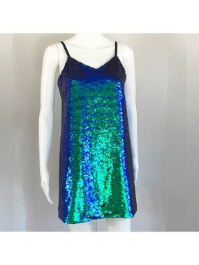 ERIC+LANI Twiggy Green Glitter Sequin Mini Slip Dress Size S - NWOT